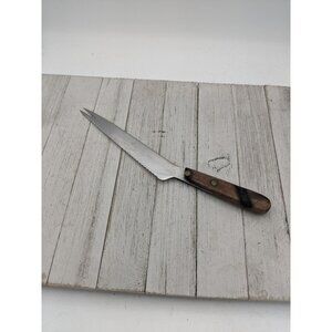 Utility Cheese Meat Slicing Knife 7" Serrated 2 Prongs 11 1/2"